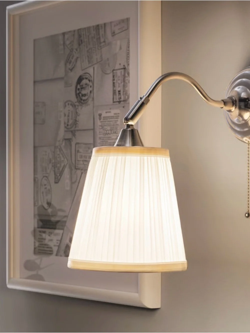 IKEA Arstid silver nickle plated white shade wall lamp